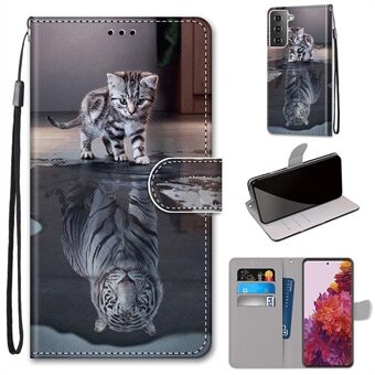 Anti-Drop Wallet Stand Case Patroon Print Lederen Shell voor Samsung Galaxy S21