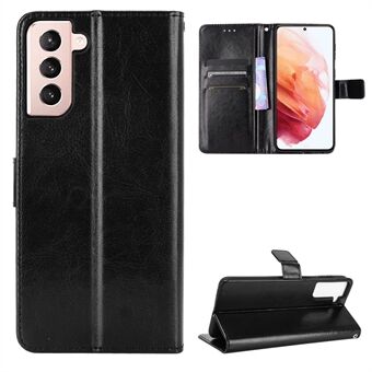 Wallet Stand Cover voor Samsung Galaxy S21 5G Crazy Horse Textuur Lederen Shell
