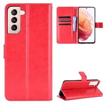 Wallet Stand Cover voor Samsung Galaxy S21 5G Crazy Horse Textuur Lederen Shell