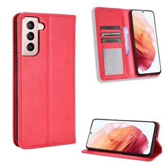 Retro-stijl automatisch geabsorbeerde portemonnee- Stand TPU + PU-leren telefoonhoes voor Samsung Galaxy S21 5G