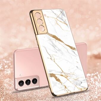 GKK for Samsung Galaxy S21 4G/5G Painted Pattern Tempered Glass + PC Hybrid Cover
