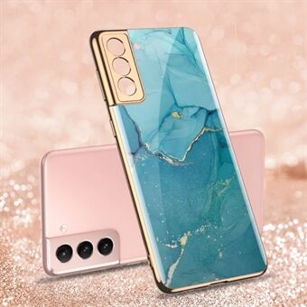 GKK for Samsung Galaxy S21 4G/5G Painted Pattern Tempered Glass + PC Hybrid Cover