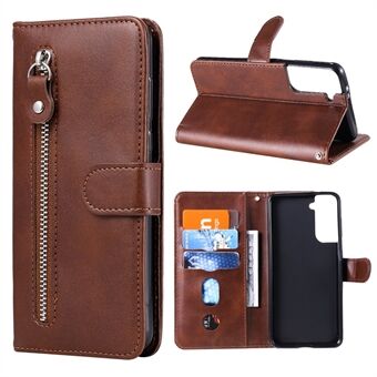 Leren Wallet Stand Case met ritssluiting voor Samsung Galaxy S21 5G