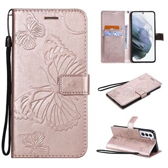 Bedrukte vlinders bloem lederen portemonnee Stand hoesje voor Samsung Galaxy S21 5G