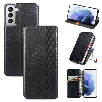 Modieuze auto-geabsorbeerde Rhombus Texture PU lederen portemonnee telefoonhoes voor Samsung Galaxy S21 5G