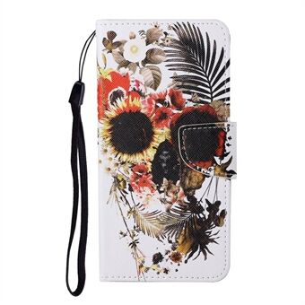 PU lederen tas met kleurrijke patroonprint Stand Shell met riem voor Samsung Galaxy S21 5G