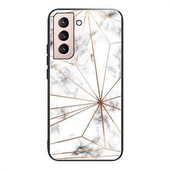 Marmeren patroon gehard glas + TPU hybride telefoon achterkant beschermhoes voor Samsung Galaxy S21 5G