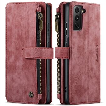 CASEME C30-serie ritsvak schokbestendig PU lederen portemonnee hoesje telefoonhoes met 10 kaartsleuven voor Samsung Galaxy S21 4G / 5G