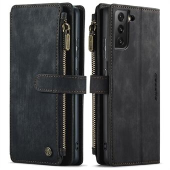 CASEME C30-serie ritsvak schokbestendig PU lederen portemonnee hoesje telefoonhoes met 10 kaartsleuven voor Samsung Galaxy S21 4G / 5G