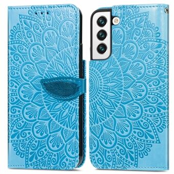 For Samsung Galaxy S21 4G/5G Wallet Stand Imprinting Leather Case Dream Wings Pattern Magnetic Clasp Phone Shell with Strap