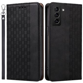 Cell Phone Case for Samsung Galaxy S21 4G/5G, Imprinted Pattern Strong Magnetic Closure Flip PU Leather Wallet Stand Phone Cover with Hand Strap