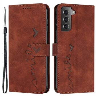 Voor Samsung Galaxy S21 4G/5G Skin-touch Gevoel Hartvorm Bedrukte Lederen Case Portemonnee Stand Telefoon Cover: