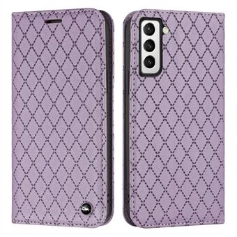 Voor Samsung Galaxy S21 5G/S21 4G/S30 5G RFID Blokkeren PU Leer Volledige bescherming Cover Rhombus Embossing Litchi Textuur Flip Stand Portemonnee Telefoon Geval