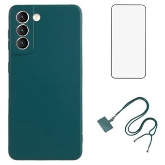 WANLONFENG RB1-serie voor Samsung Galaxy S21 5G hoesje met schermfolie, koord en slanke TPU-telefoonhoes.