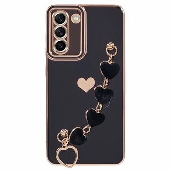 Voor Samsung Galaxy S21 4G / 5G hoesje TPU Love Hearts esthetische cover met draagriem