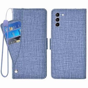 Voor Samsung Galaxy S21 4G/5G Jean Doek Textuur PU Lederen Folio Flip Case Stand Wallet Phone Cover met Roterende kaartsleuf