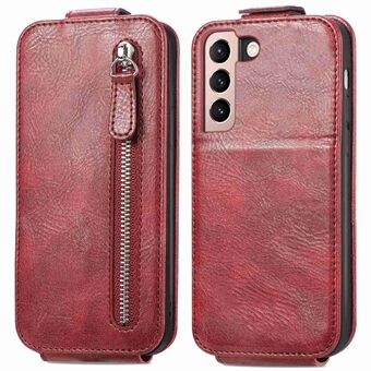 Voor Samsung Galaxy S21 4G/5G PU Lederen Verticale Flip Wallet Case Ritsvak Magnetische Sluiting Telefoon Stand Cover: