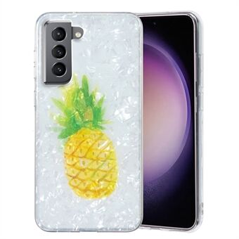 Voor Samsung Galaxy S21 5G / S21 4G TPU Telefoonhoes IMD Marmer Bloem Shell Patroon Telefoonhoes