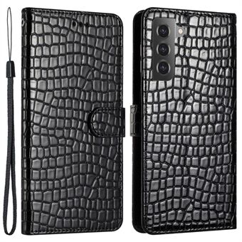 Voor Samsung Galaxy S21 4G / 5G Goed beschermde Stand Cover Crocodile Texture Leather Wallet Phone Case met riem