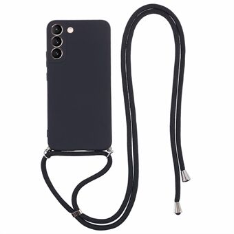 Voor Samsung Galaxy S21 4G / 5G hoesje met rubberen vezelvoering en lange lanyard.