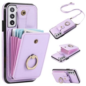 Voor Samsung Galaxy S21 4G / 5G Hoesje met Uitklapbare Standaard TPU+PU Leren Slim-Fit Mobiele Telefoonhoes