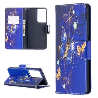 Leren portemonnee-hoesje met patroonprint voor Samsung Galaxy S21 Ultra 5G