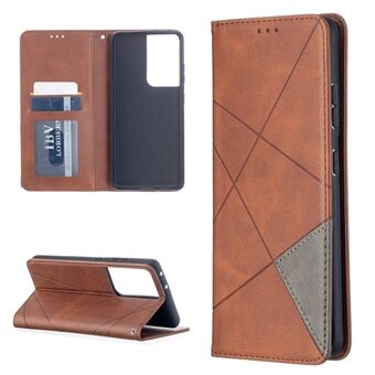 Leren hoesje met geometrisch patroon en Stand voor Samsung Galaxy S21 Ultra 5G