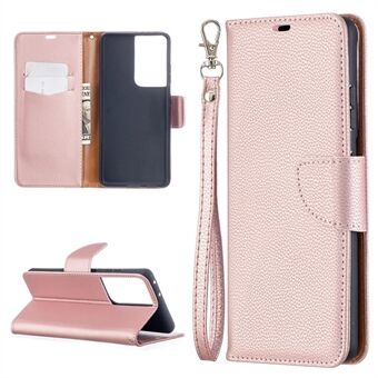 Litchi Skin Wallet Leren Stand Cover Case voor Samsung Galaxy S21 Ultra