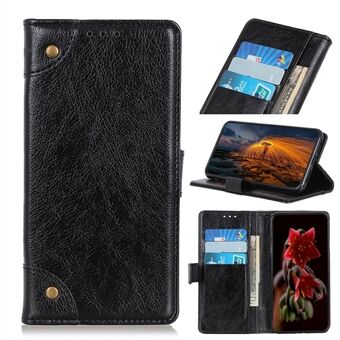 Wallet Stand Nappa Texture Mobiele Telefoon Leren Case voor Samsung Galaxy S21 Ultra 5G - Zwart