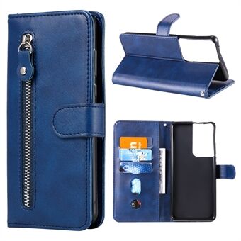 Leren portemonnee met ritsvak Stand case voor Samsung Galaxy S21 Ultra 5G