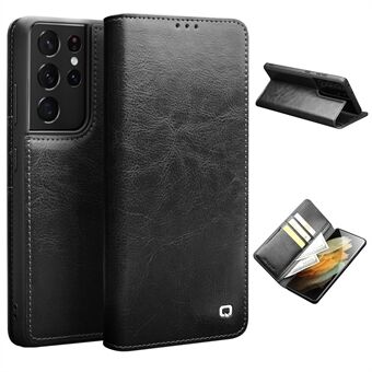 QIALINO Flip Wallet Design Lederen Telefoonhoes voor Samsung Galaxy S21 Ultra 5G