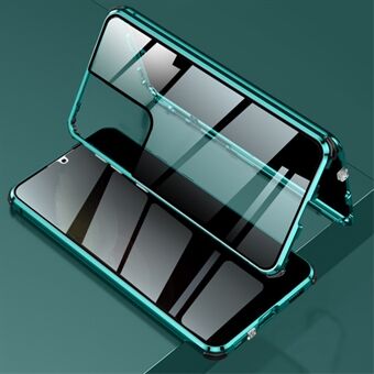 Lock Installatie Metalen Frame + Dubbelzijdig Gehard Glas Anti-peep Telefoon Case voor Samsung Galaxy S21 Ultra 5G