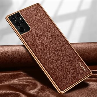 SULADA PC + TPU Litchi Texture PU-leer beklede telefoonhoes voor Samsung Galaxy S21 Ultra 5G