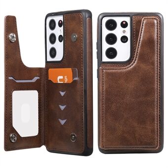 Kickstand Leather Coated Hybrid Phone Case Protector met kaartsleuf voor Samsung Galaxy S21 Ultra 5G