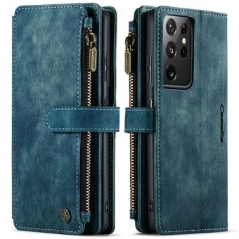 CASEME C30-serie ritsvak schokbestendig portemonnee telefoonhoes TPU PU lederen telefoonhoes met 10 kaartsleuven voor Samsung Galaxy S21 Ultra 5G