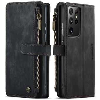 CASEME C30-serie ritsvak schokbestendig portemonnee telefoonhoes TPU PU lederen telefoonhoes met 10 kaartsleuven voor Samsung Galaxy S21 Ultra 5G