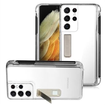 Kickstand flexibele zachte TPU transparante beschermhoes met balpenhouder voor Samsung Galaxy S21 Ultra 5G