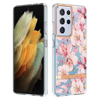 Goed beschermd bloemletterontwerp IML IMD-galvanisatie Drop-proof TPU-telefoonhoesje voor Samsung Galaxy S21 Ultra 5G