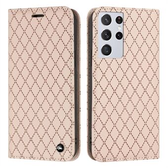 Voor Samsung Galaxy S21 Ultra 5G/S30 Ultra 5G Rhombus Embossing Litchi Textuur Telefoon Stand Wallet Case RFID Blokkeren PU Lederen Schokbestendige Cover