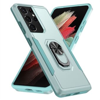 Defender Series voor Samsung Galaxy S21 Ultra 5G PC + TPU Telefoon Beschermhoes Ring Kickstand Drop-proof Back Cover