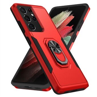 Defender Series voor Samsung Galaxy S21 Ultra 5G PC + TPU Telefoon Beschermhoes Ring Kickstand Drop-proof Back Cover
