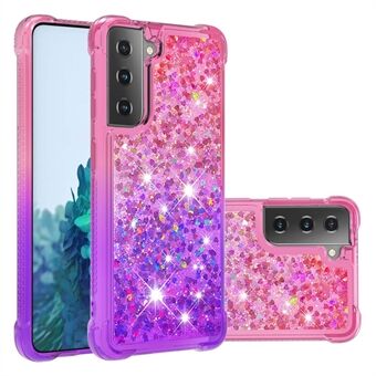 Gradiënt Glitter Poeder Drijfzand Vier Hoek Airbags TPU Shell Mobiele Telefoon Cover voor Samsung Galaxy S21 Plus 5G