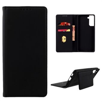 Sterke magneet Liquid-Silicone-Feeling Leather Wallet Cover voor Samsung Galaxy S21 Plus 5G