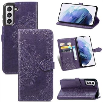 Reliëf Mandala Flower PU lederen portemonnee cover voor Samsung Galaxy S21 + 5G