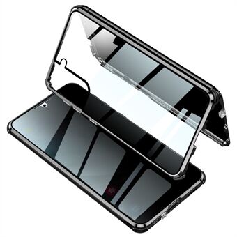 Slot Installatie Metalen Frame + Dubbelzijdig Gehard Glas Anti-peep Telefoonhoesje voor Samsung Galaxy S21+ 5G