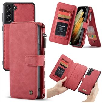 CASEME 2-in-1 afneembare multifunctionele slots portemonnee gesplitste leren hoes voor Samsung Galaxy S21 Plus 5G