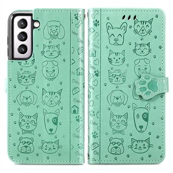 Imprinting Cat Dog Pattern Design Magnetische lederen Stand voor Samsung Galaxy S21 + 5G