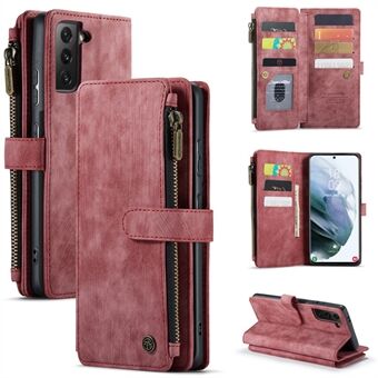 CASEME C30 Serie voor Samsung Galaxy S21 + 5G Ritsvak Portemonnee PU Leer Meerdere Kaartsleuven Stand Schokbestendig Telefoon Cover