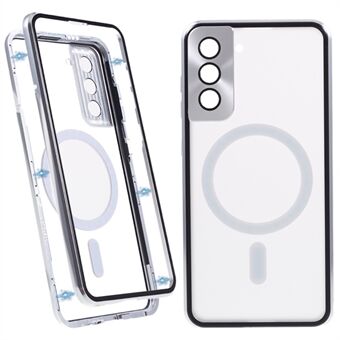 Voor Samsung Galaxy S21 + 5G Magnetische Telefoon Case Metalen Frame Gehard Glas Back Frosted Pc Dubbelzijdig bescherming Cover