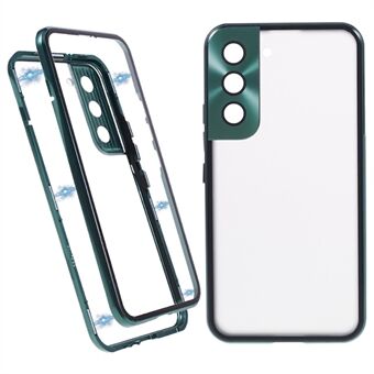 Voor Samsung Galaxy S21 + 5G Magnetische Adsorptie Telefoon Case Dubbelzijdig Gehard Glas + Metalen Frame Beschermhoes met Slot Gesp